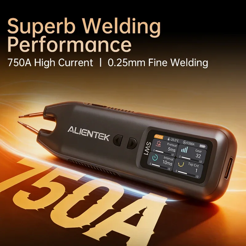 ALIENTEK SW1 Handheld Spot Welder 750A High Current Dual Working Modes Replaceable Welding Pins Lithium Battery Welding Tools