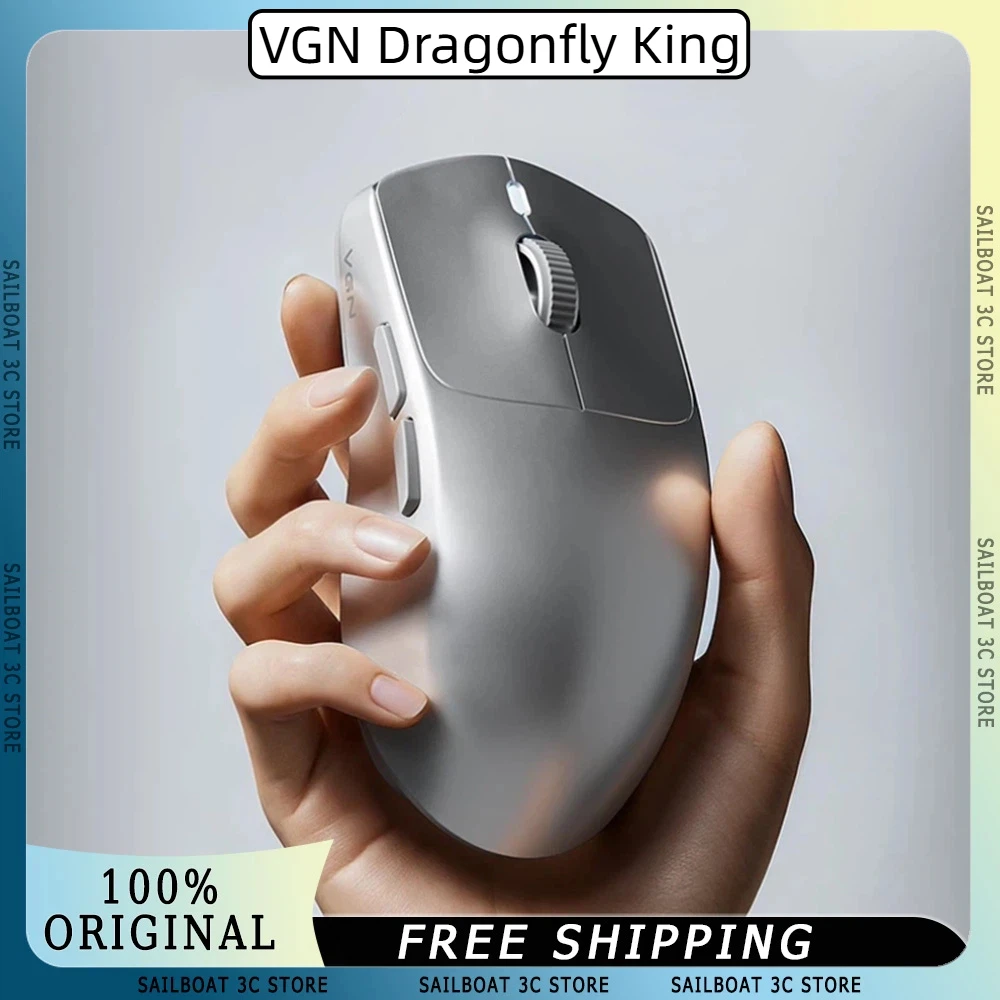 

Беспроводная мышь VGN Dragonfly King из магниевого сплава PAW 3950 42000 точек на дюйм 750 IPS 54 г Легкая двойная эргономичная игровая мышь 8 кГц для ПК