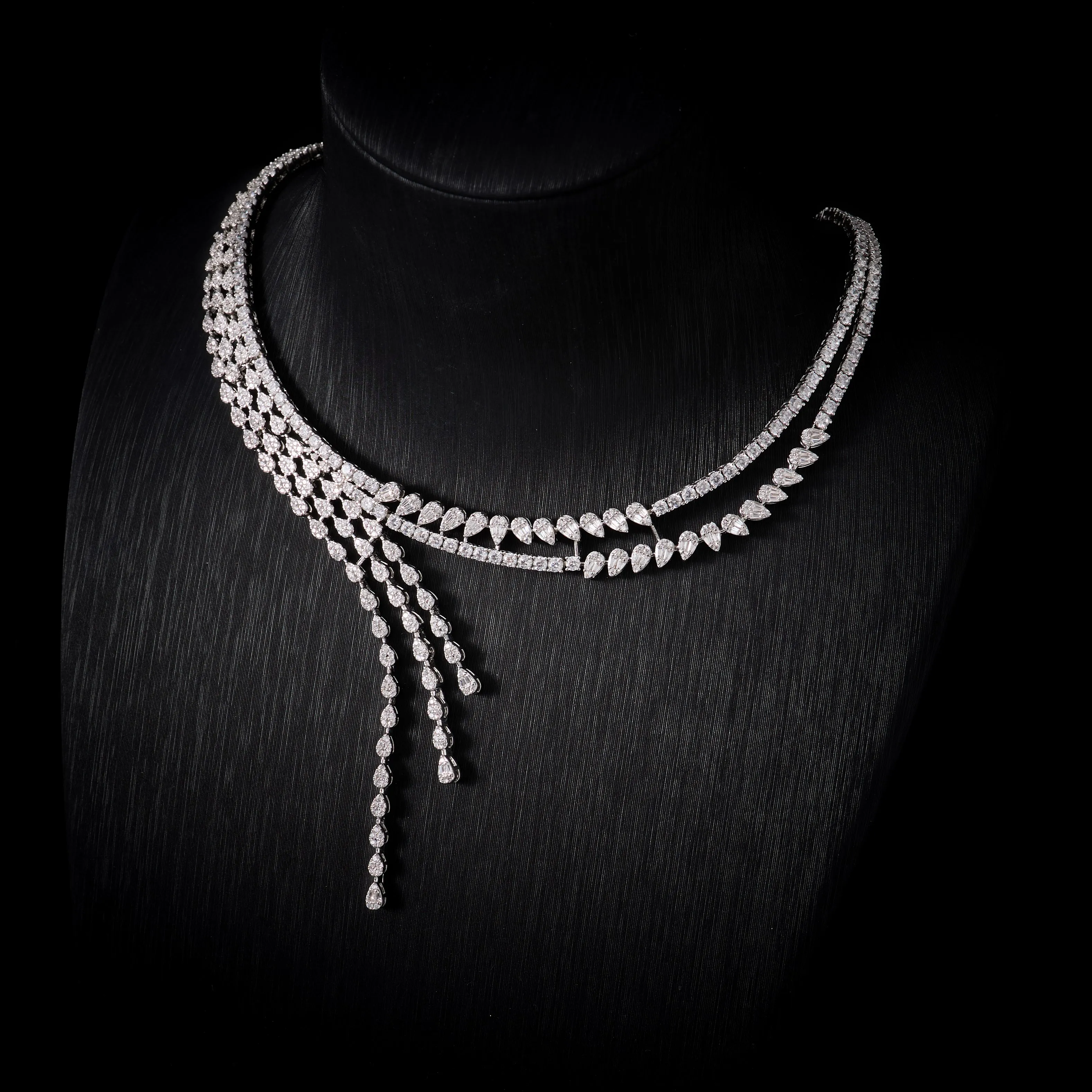 250604 Bridal Jewelry Sets for Women Cubic Zirconia Necklace Sets Full Set for Dubai Nigeria Wedding Party Accessory