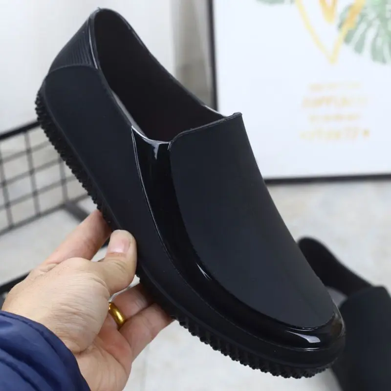 Summer Refreshing Mens Low Ankle Rain Boots Waterproof Anti-Slip Lightweight All-Match Trendy Soft Sole Shoes