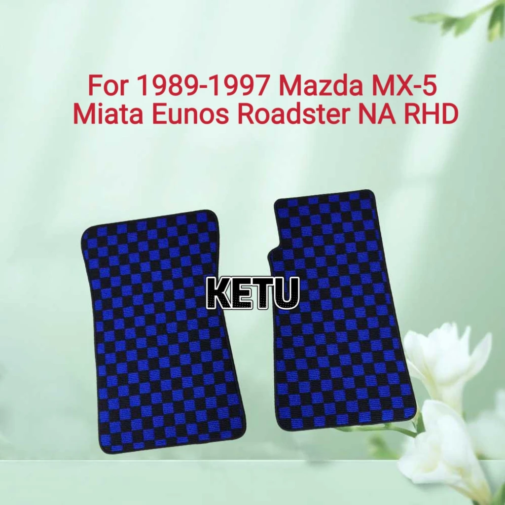 For 1989-1997 Mazda MX-5 Miata Eunos Roadster NA RHD Custom Fit Checkered Car Floor Mats All Weather Protection Auto Interio