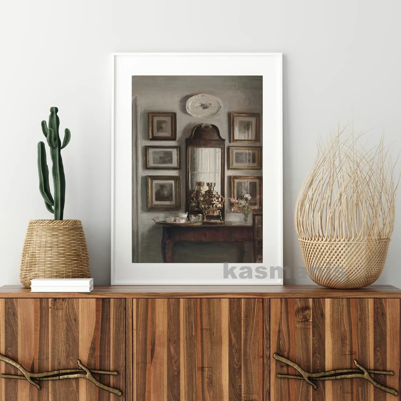 Vintage County Landscape Gallery Wall Art Prints Rustic Moody Cloud Oil Painting Canvas Prints Antique Flower Pictures Decor