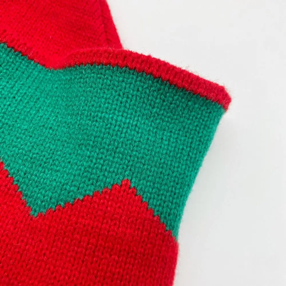 All-match Strip Knitted Christmas Hat Knitting Cloth Accessories Plush Ball Soft Beanie Cartoon Muffler Santa Hat Boy