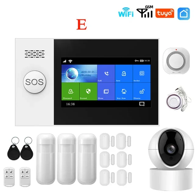 Wireless Tuya Smart Home Wifi GSM Sistema di allarme semplicemente sicuro per l'ufficio domestico Controllo APP SMS Allarme antifurto Kit fai da te PG107