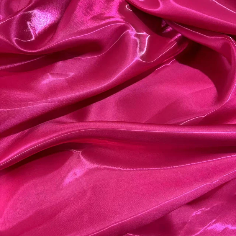 Luxury Glossy Liquid Satin Metallic Fabric Solid Color Crystal Silk Satin Wedding Gift Clothing Designer Fabrics Textile