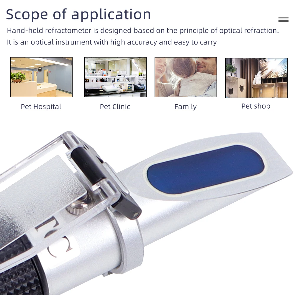 Cats Dogs Urine Refractometer Handheld Animal Serum Protein Refractometer Specific Gravity Meter 1.000-1.060RI Measuring Tools