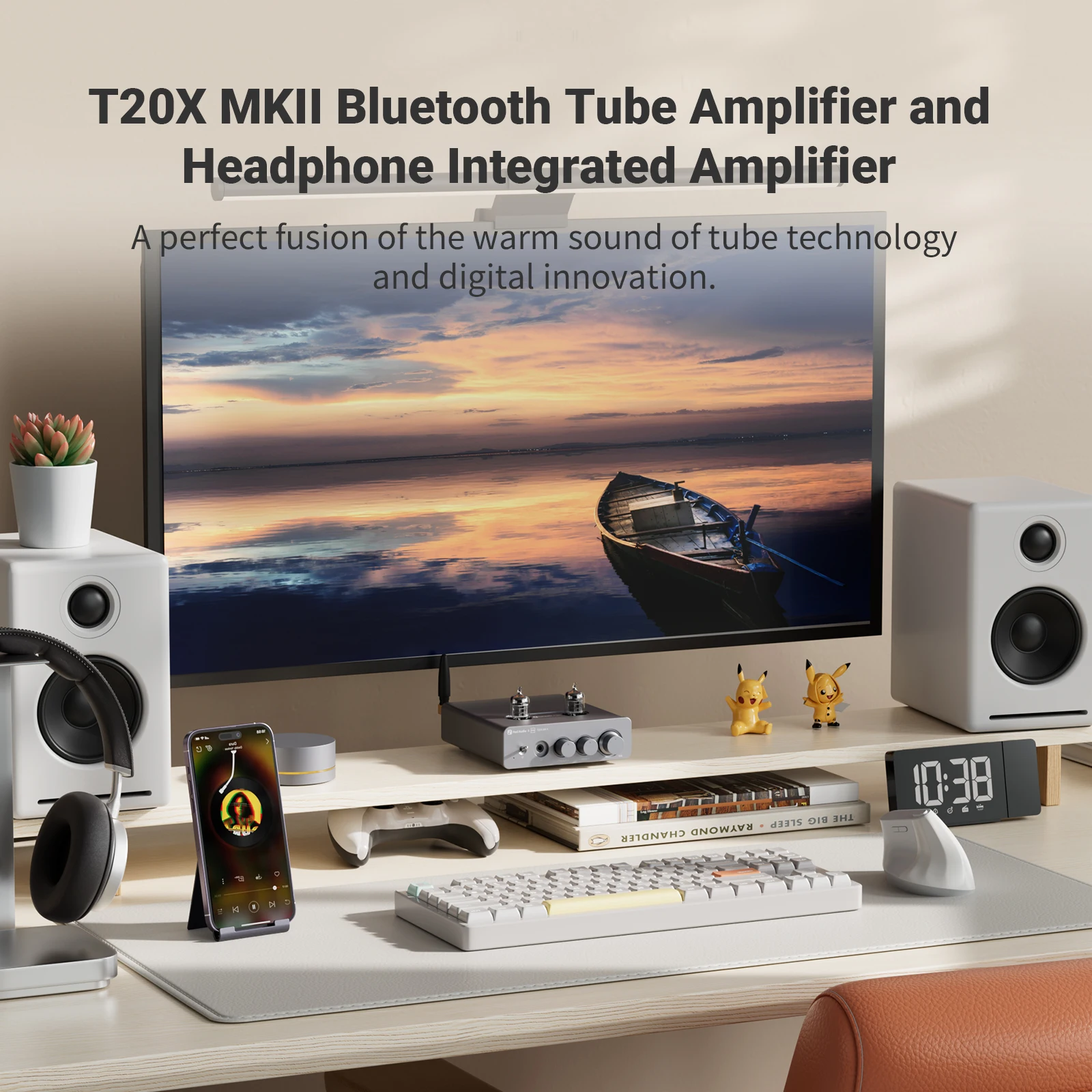Wzmacniacz lampowy Bluetooth Fosi Audio T20X MKII 150W*2 Klasy D Stereo do głośników kina domowego i słuchawek — zdjęcie produktu 2