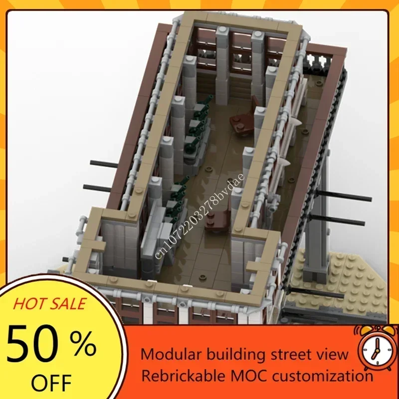 MOC Building Blockรถไฟแพลตฟอร์มRail Tower House DIYอิฐประกอบของเล่นคริสต์มาสของขวัญคอลเลกชันของขวัญวันเกิด