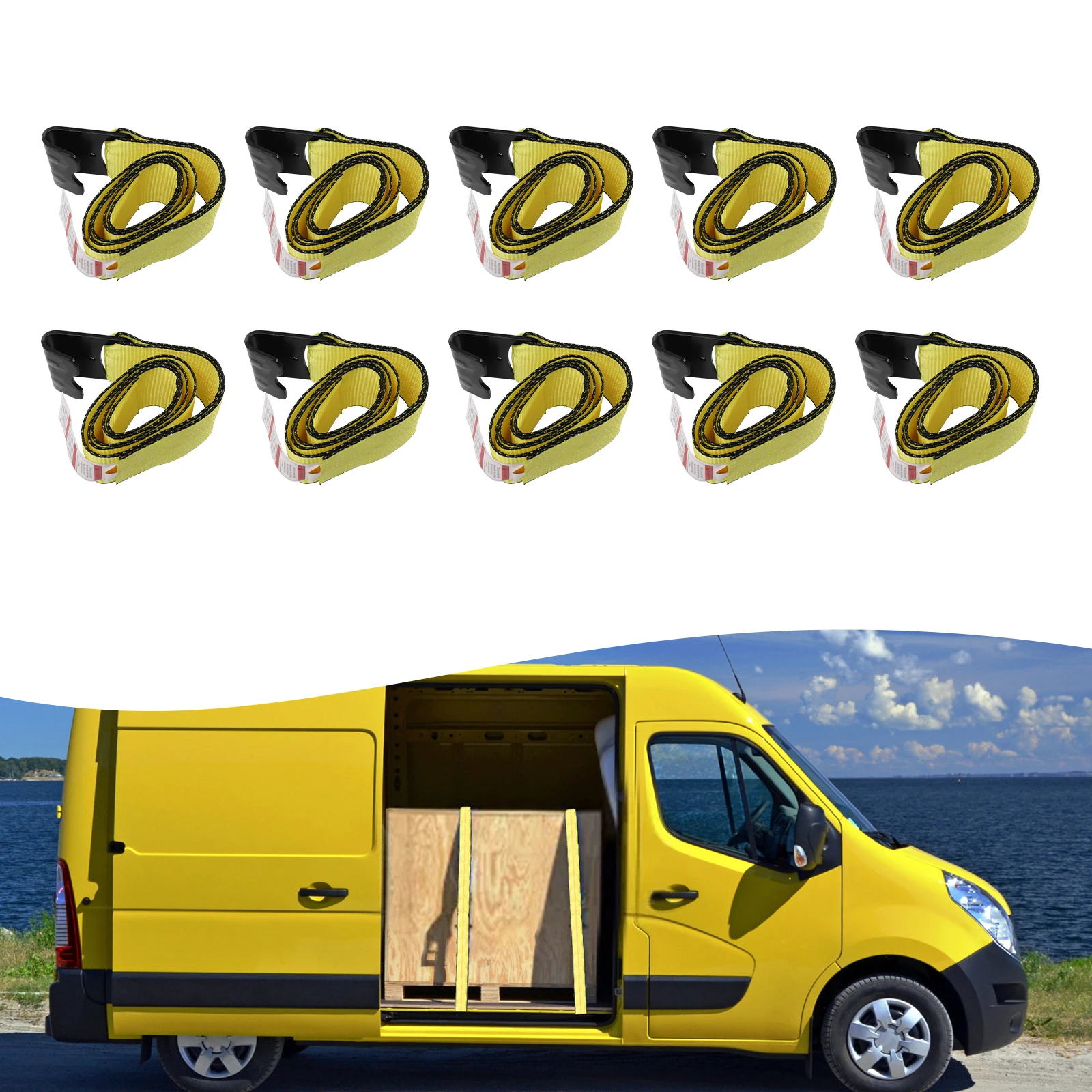 10/8 pcs Winch Straps Flatbed Truck Trailer Tie Down Strap w/ Flat Hook Yellow New (10 Pack) 4