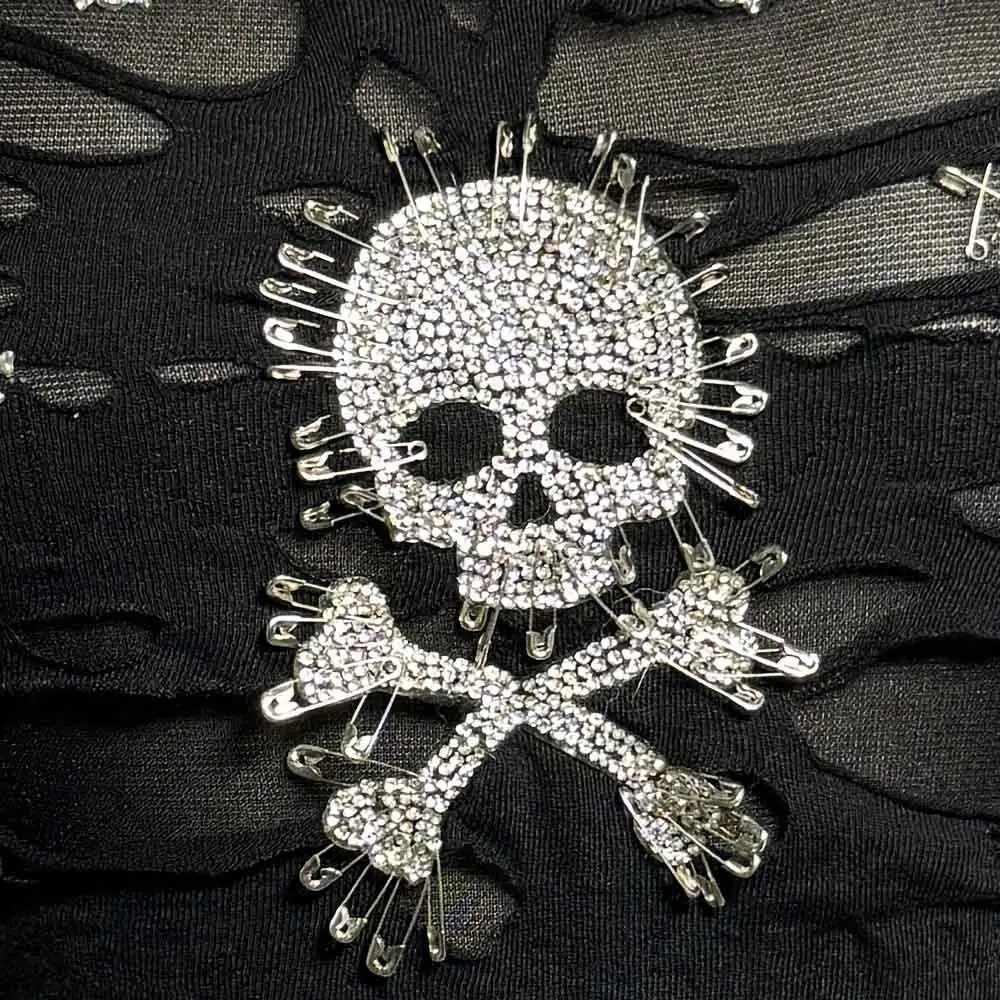 في سن المراهقة Harajuku دبوس Y2K القمم خمر 90s DIY بها بنفسك E-الفتيات يدوية الشرير الصخرة ملابس للنادي ايكو ايمو الجرونج القوطية تانك القوطي Kawaii الجمجمة #4