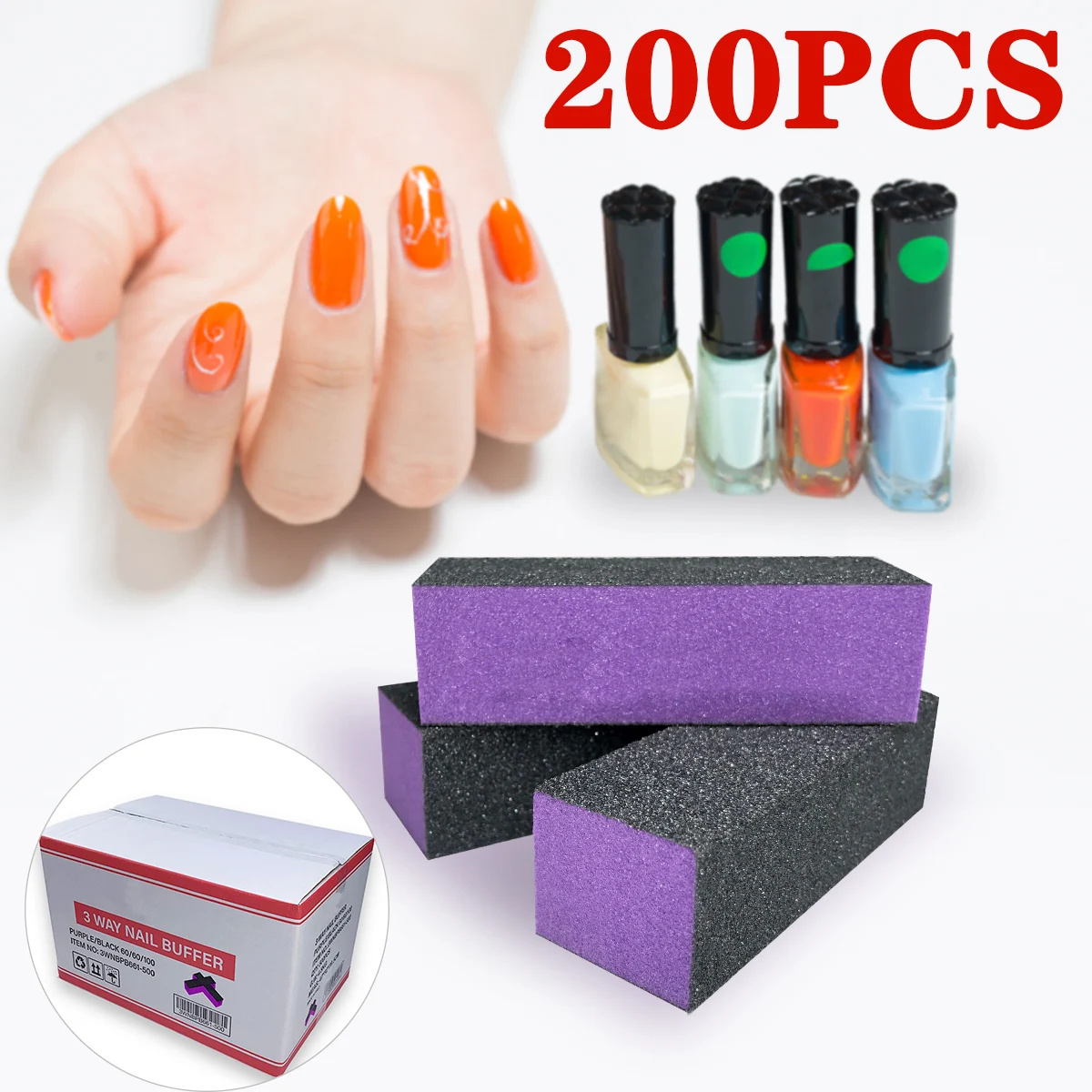 

200Pcs Wholesale Manicure Tool Nail Sanding Buffers Nail Polishing and Polishing Artifact