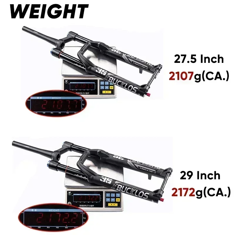 BUCKLOS 27.5/29 Inch Mountain Bike Air Fork 36mm Tube Travel 160mm MTB Air Suspension Fork 15*110mm Thru Axle Disc Brake Fork