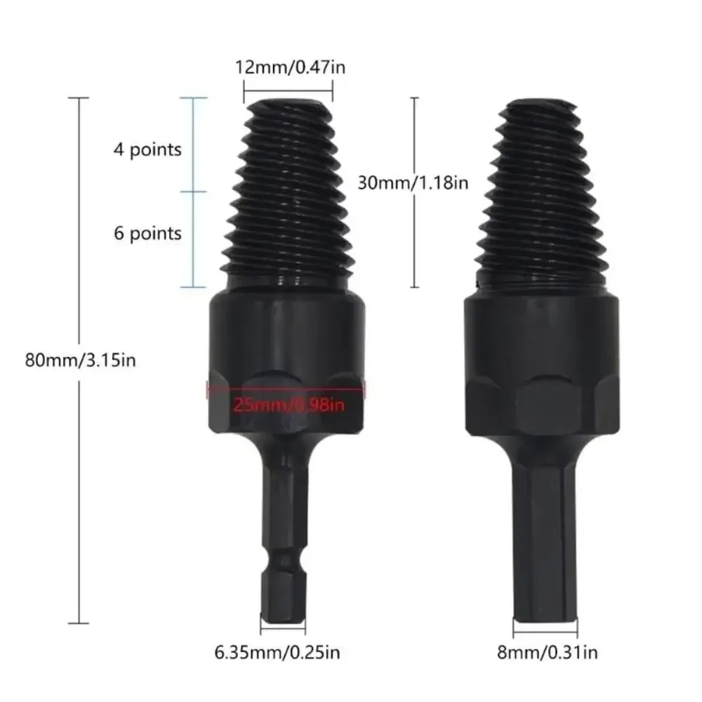 Hexagonal Handle Broken Screw Remover 1/4 Inch and 1/2 Inch Hex Shank Electric Drill Extractor High Carbon Steel Integrated