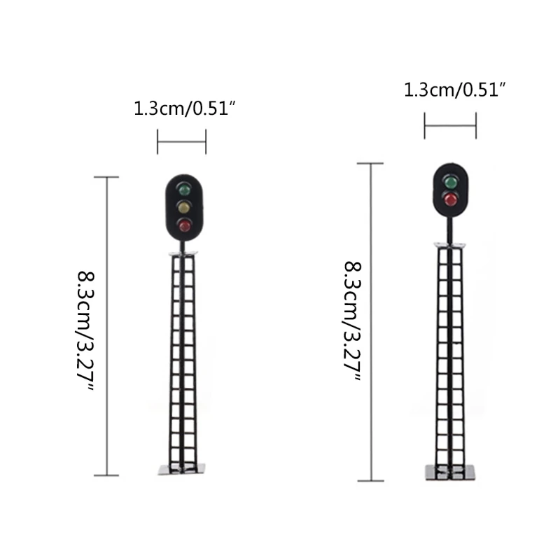 Semáforo sinal micro trem 1/87, 3 luzes, 2 luzes para construção hobby sandbox