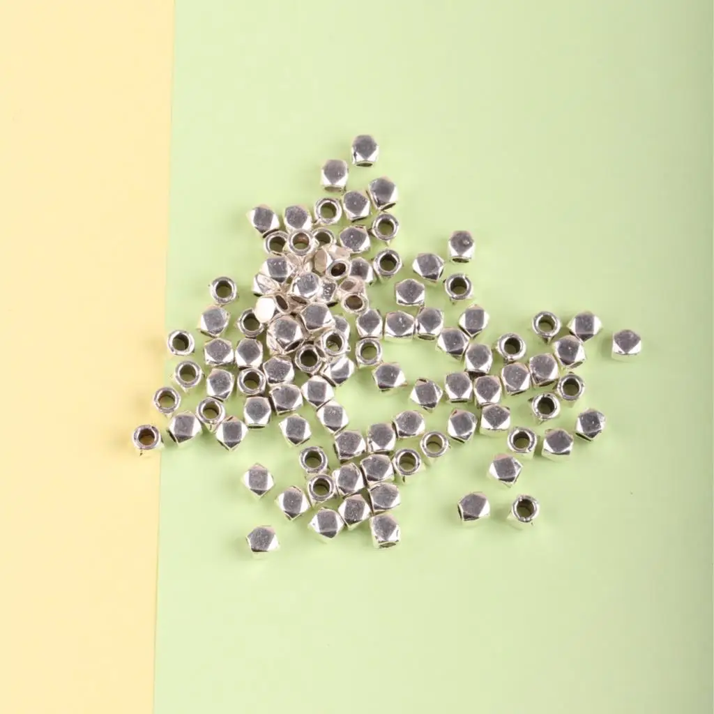 50pcs silver preserving accessories Round corner large hole square beads with beads rope separated beads diy jewelry with beads