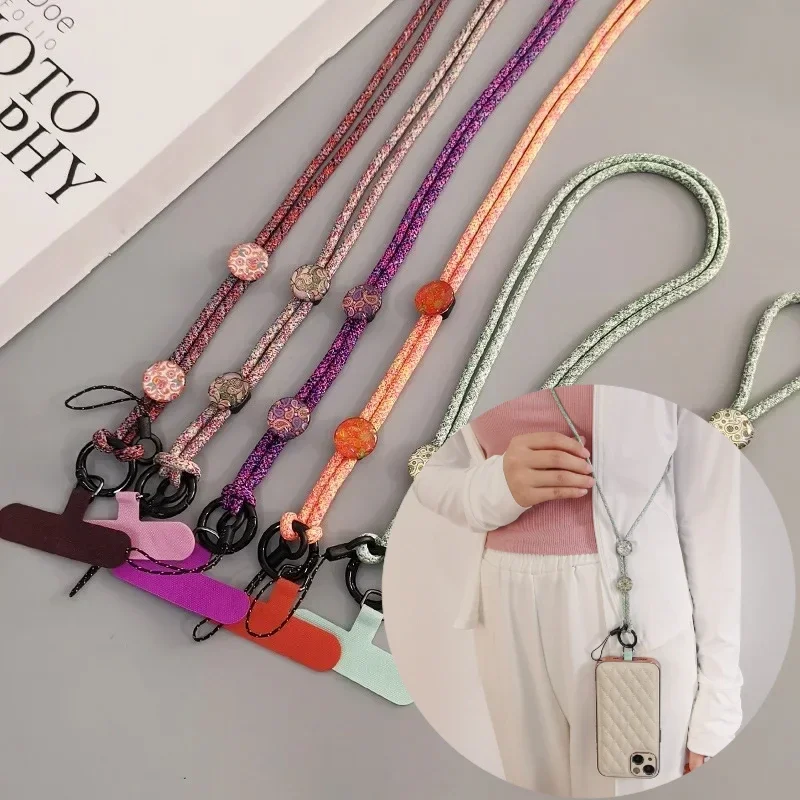 

Хрустальный камень, ремешок для телефона с цветным узором, простой браслет, модный регулируемый браслет для путешествий на открытом воздухе, альпинизма, длинный или короткий, предотвращающий