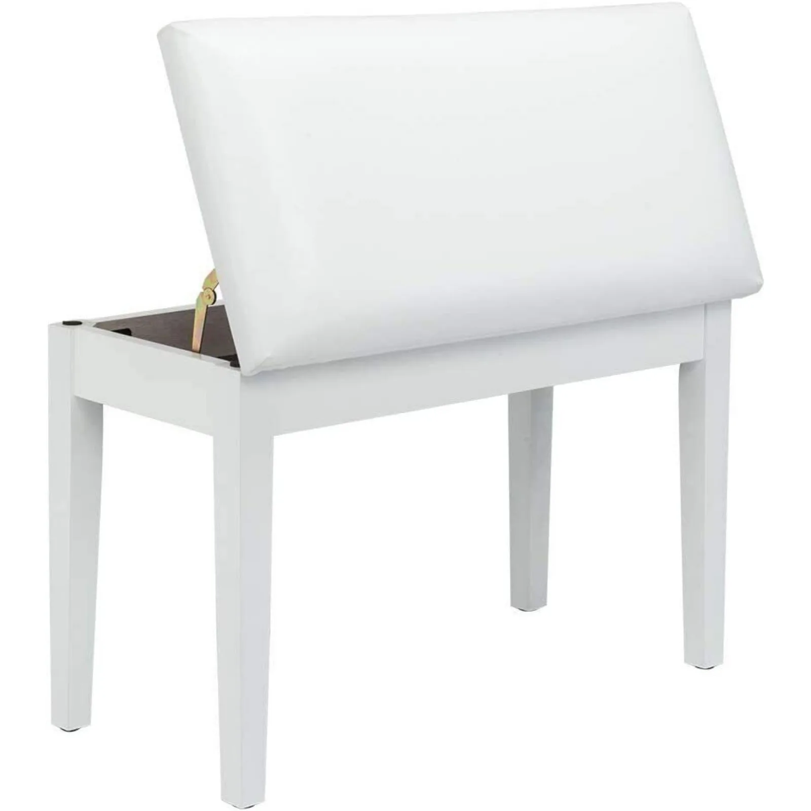 Banc de piano duo blanc américain, banc de clavier en bois avec rangement et coussin rembourré