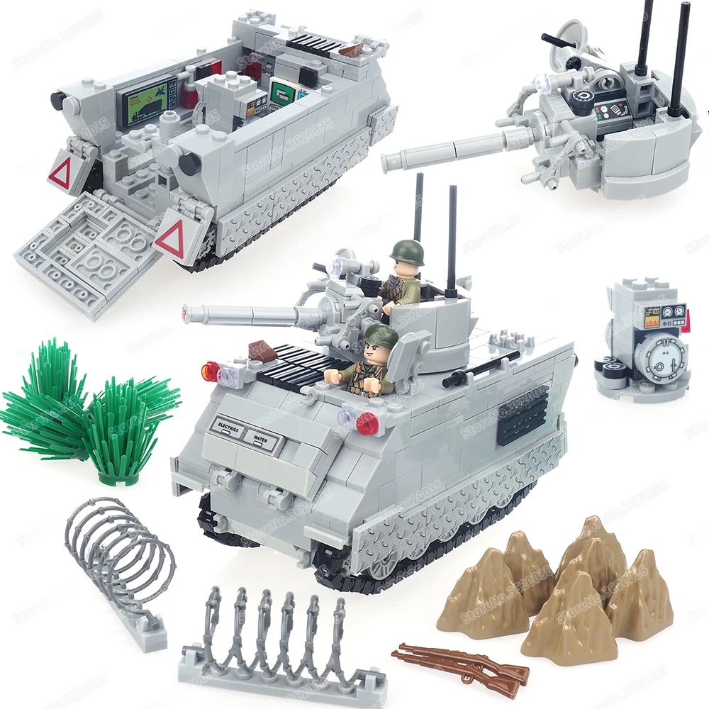 Military M163 M163 Vulcan antiaircraft  cannon Building Block US WW2 Soldiers Army Figures Weapons Model Children  Gift Boy Toys