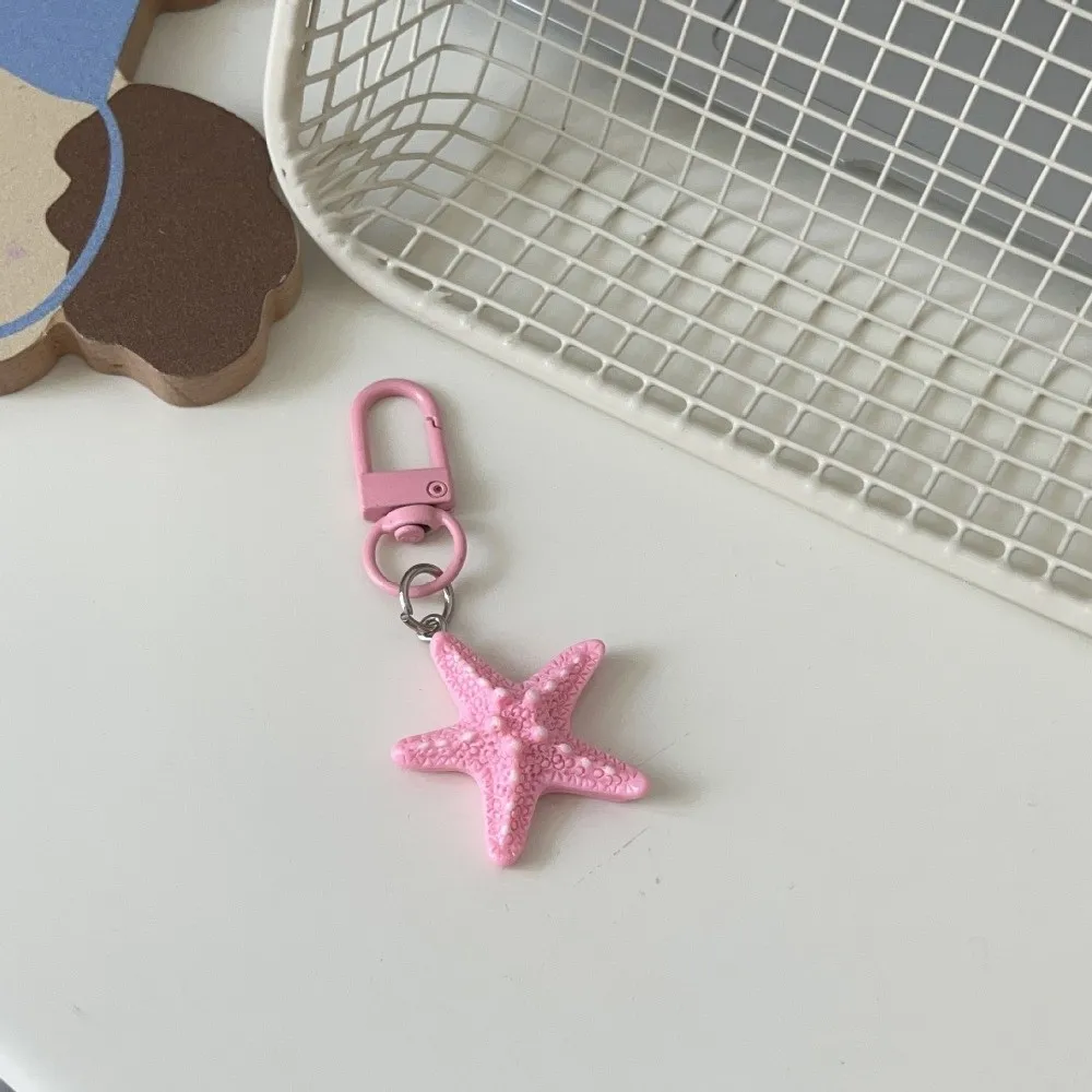 Vintage Macaron Color Starfish Keychain Hanging Design Mini Size Backpack Ornament Jewelry Style Pendant Accessory For Girls