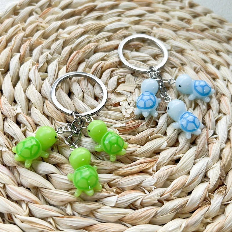 Kawaii Mini Resin Turtle Keychain Cartoon Simulation Cute Animal Key Holder Lovely Schoolbag Pendant Decoration For Friends Gift