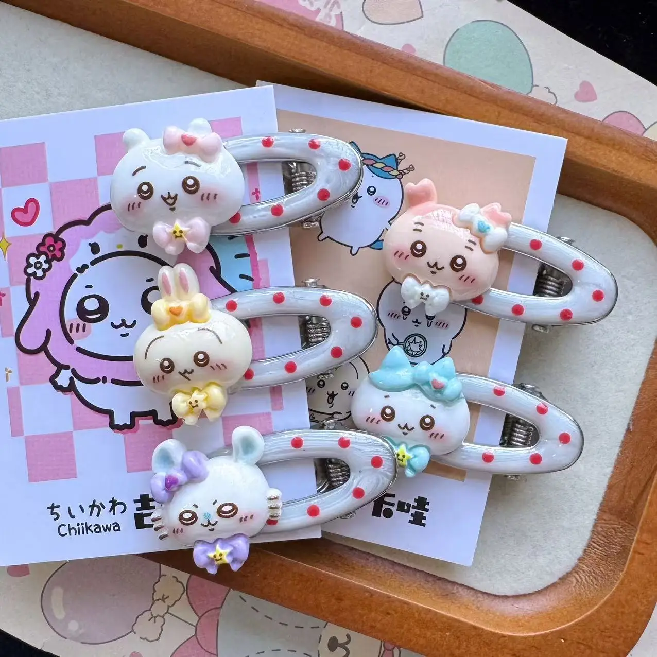 5PCS Chiikawa Cartoon Sweet Hairpin for Girls Side-blow Hairstyle Accessory Hachiware Usagi for All Hair Types New Hair Clip