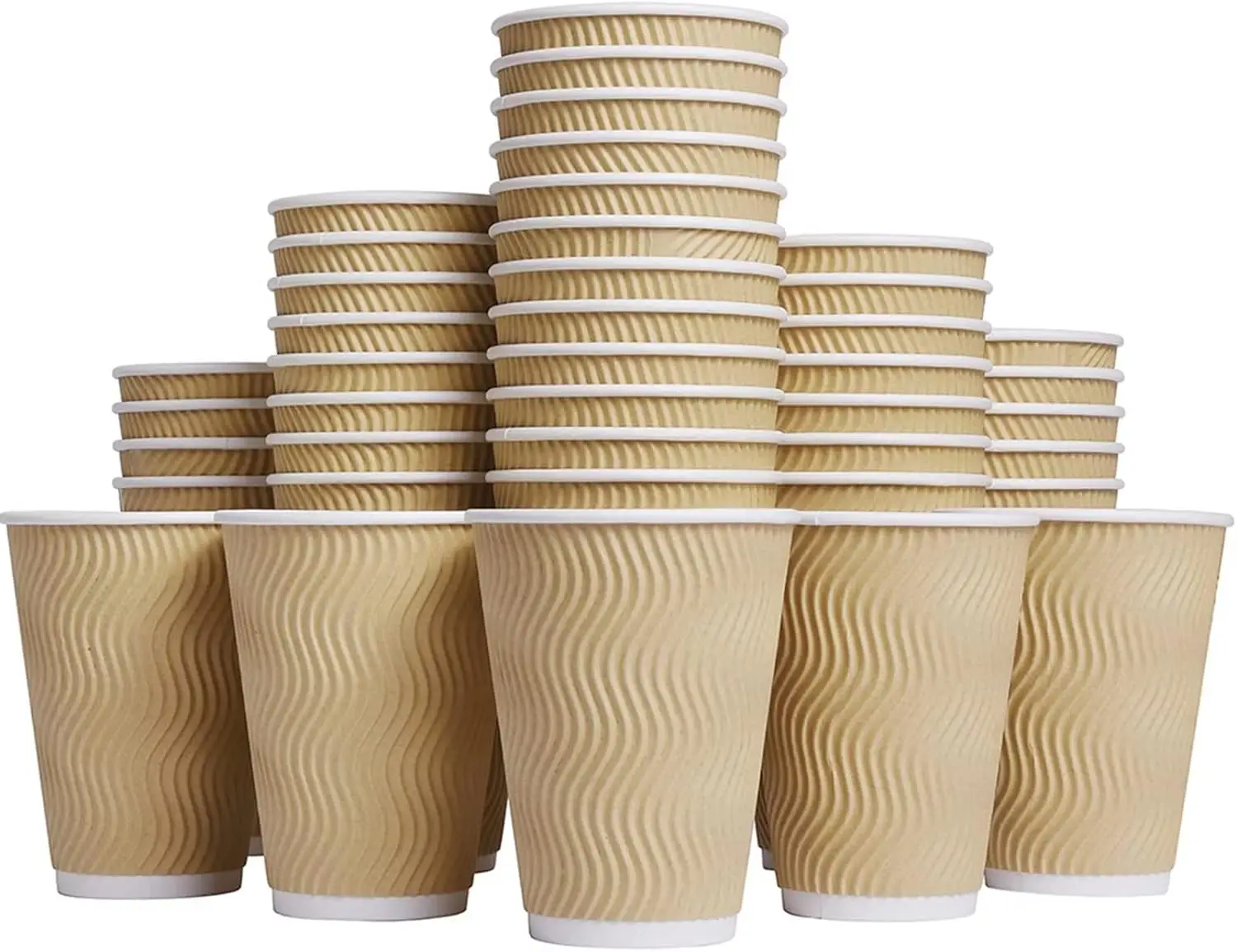 

Hot Paper Cups_12 oz Disposable Insulated Corrugated Sleeve Ripple Wall Paper Cup 100 pcs,12oz Cups for Drink，Hot Coffe