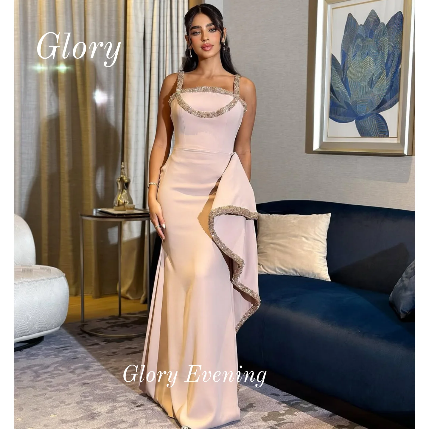 Robe de bal rose dubaï, paillettes perlées, robes de soirée Vintage, sans bretelles, robe d'anniversaire musulmane, personnalisée