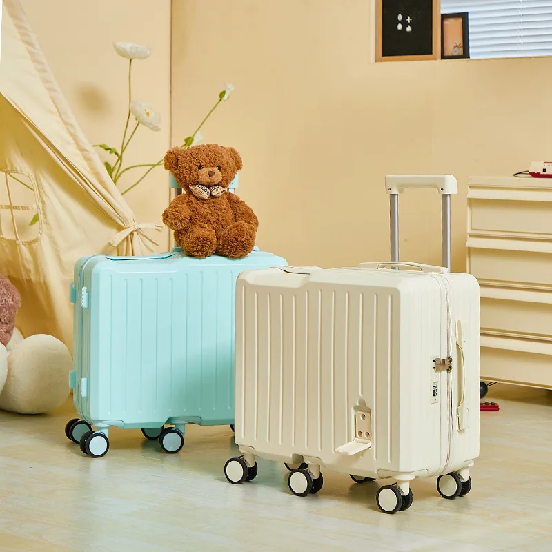 Carry on Luggage with Wheels Kids Ride on Suitcase 20 Inch Travel Suitcase Small Leather Carry on Luggage for Travel
