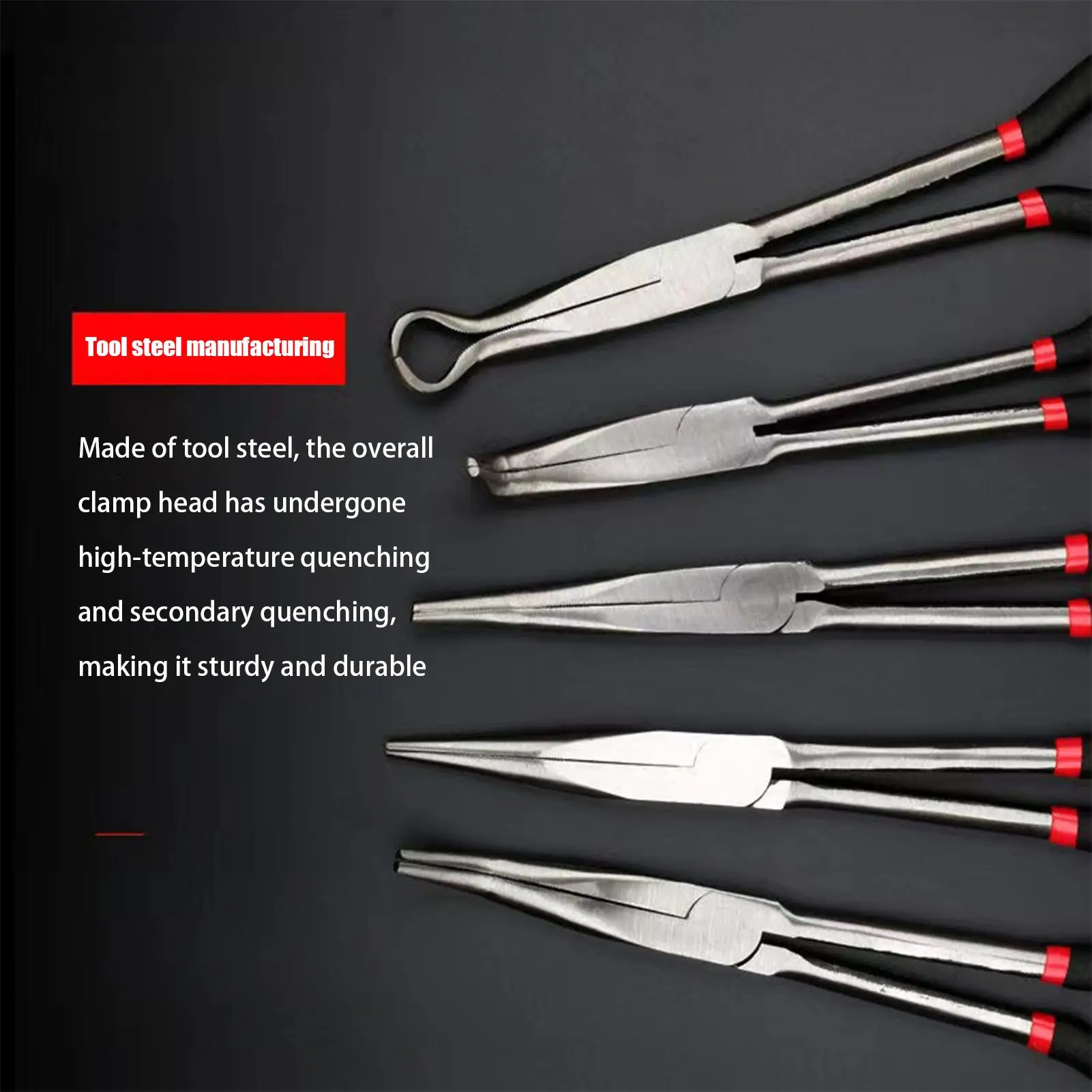 Needle Nose 25 45 90-Degree Angle Clamp 11 Inch Long Needle Nose Pliers For Jewelry Making Craft Fishing Electrical