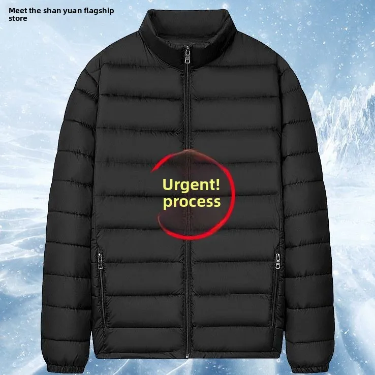 

Men's Lightweight Padded Cotton Jaet Stand Collar ort Sle Warm Cotton Coat Hooded Workwear Outerwear for Autumn Winter