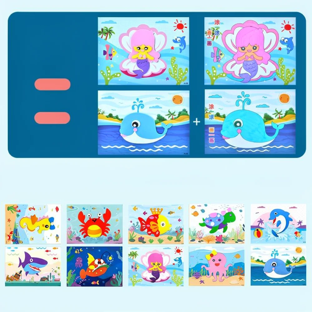 Kids 3D EVA Foam Art Craft Set DIY Cartoon Sticker Puzzles Educational Handmade Toys For Creativity And Intellectual Development
