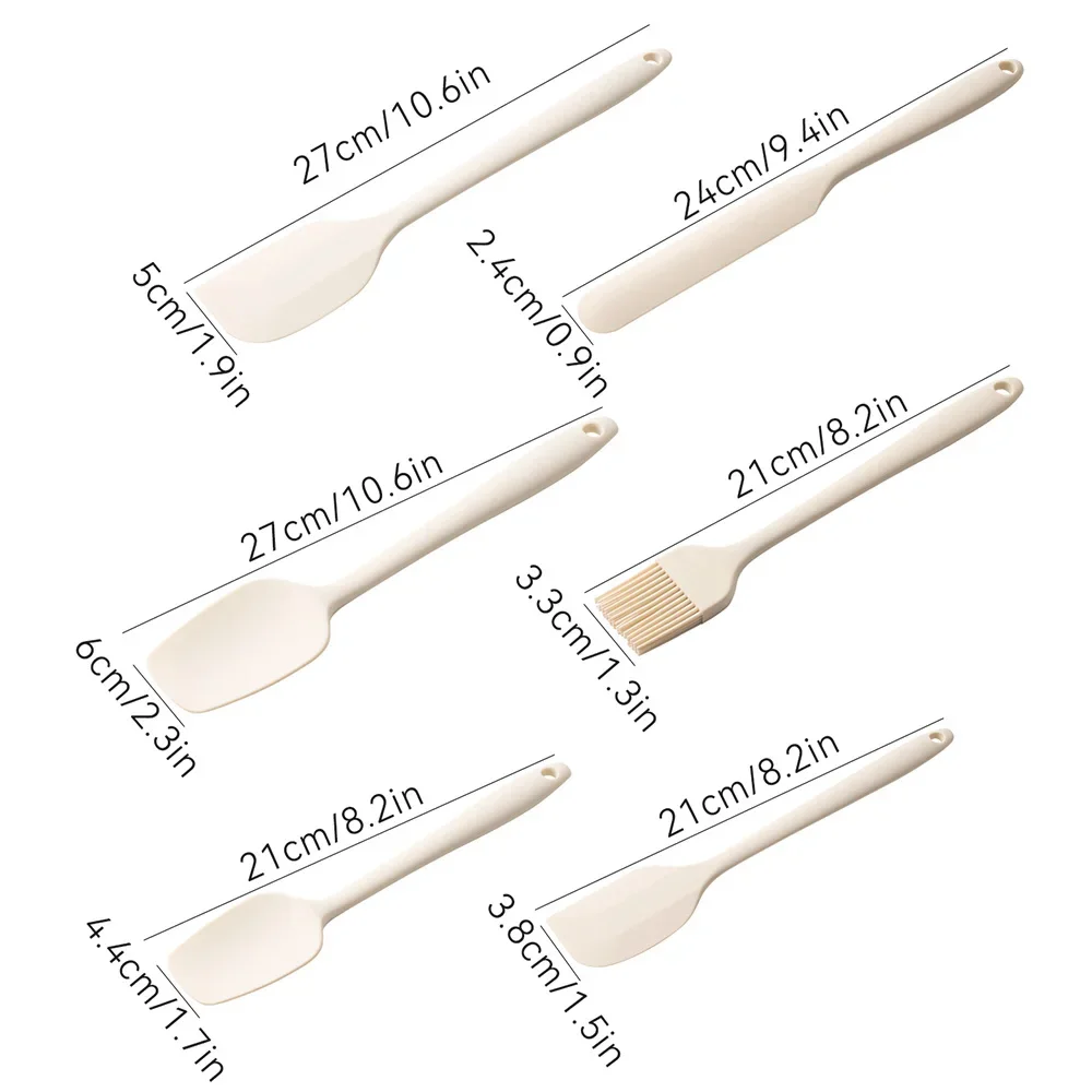 Silicone Baking Scraper 6-piece Set of Food Grade Silicone Cake Spatula Oil Brush Scraper Baking Tool Set