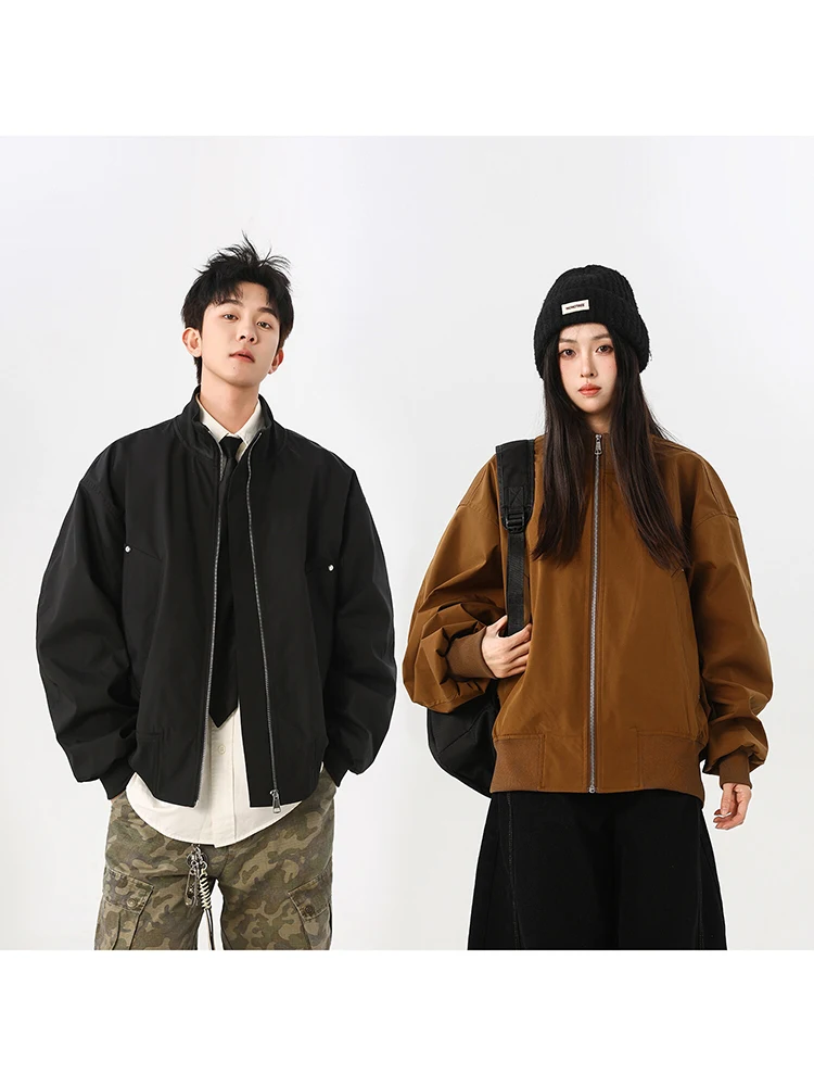 

Американская спортивная летная куртка-бомбер для мужчин, весна-осень, с воротником-стойкой, для пар, верхняя одежда, высококачественная, износостойкая, рабочая одежда.