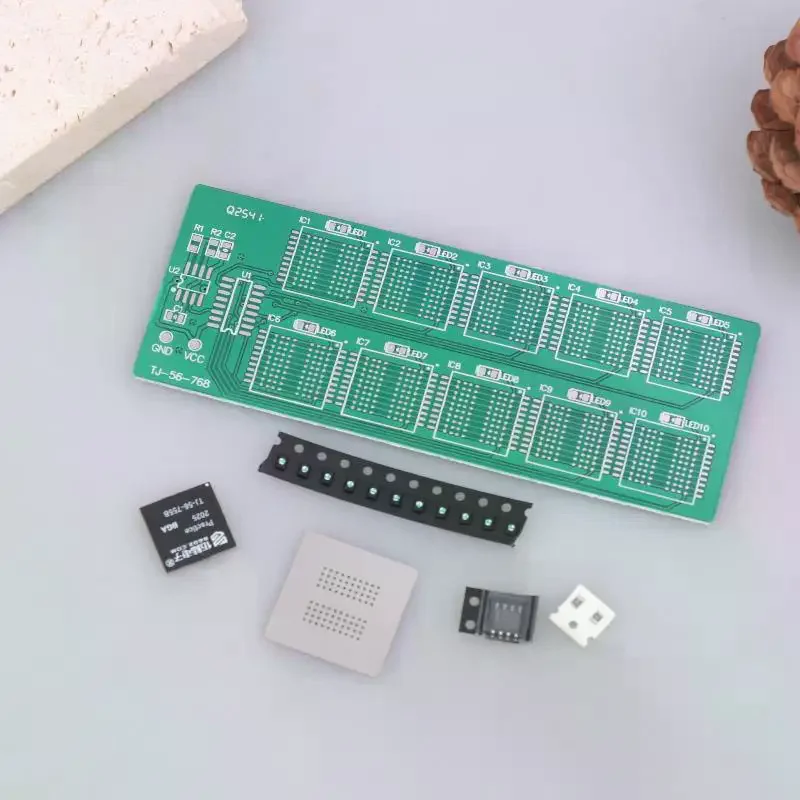 1Set BGA Chip Soldering Practice Board Kit Decimal Flowing Lights Teaching Practical Training Soldering Practice Loose Parts
