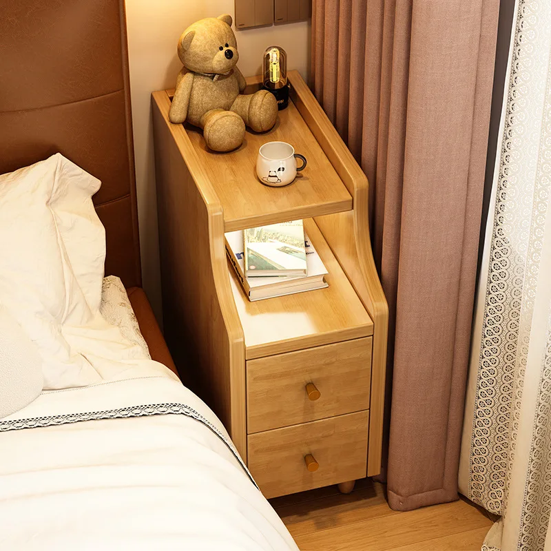 

Solid Wood Bedside Table, Simple Modern Crevice Cabinet, Ultra-narrow Bedroom Household Cabinet