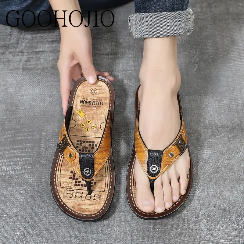 

Summer New Men Shoes High Quality Men Sandals Slip-on Beach Men Slippers Male Flip Flops Slippers Wear-resistant Simple