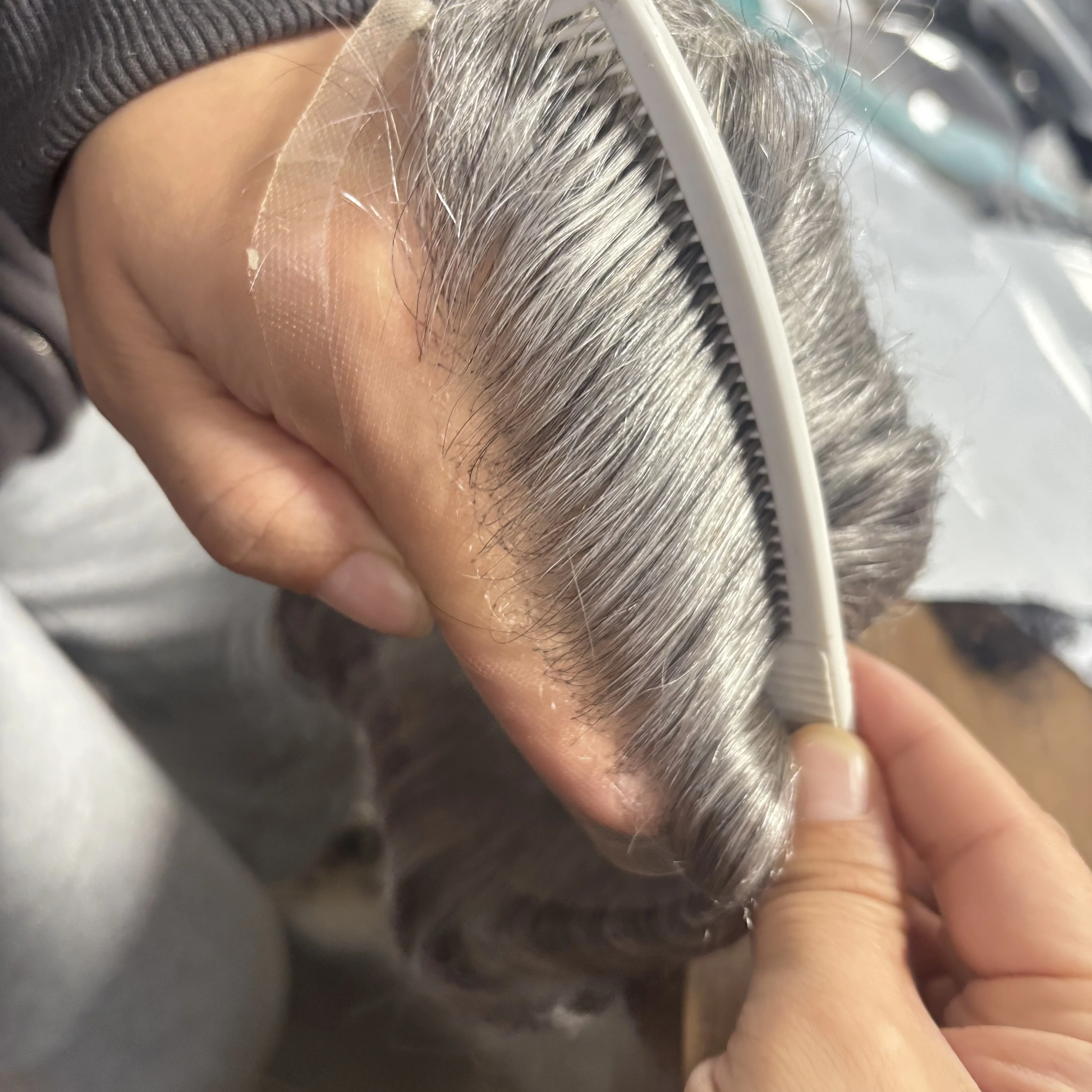 Hairloss Old Man 100% Human Hair Wigs Replacement Undetectable 1B40 1B50 Grey Brown Black 6Inch Long Durable Natural Men Toupee