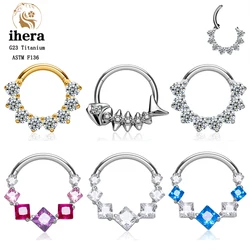 G23 Titanium Round Water Drop Septum Nose Ring 16G Zircon Woman Ear Cartilage Tragus Helix Daith Earrings Body Piercing Jewelry