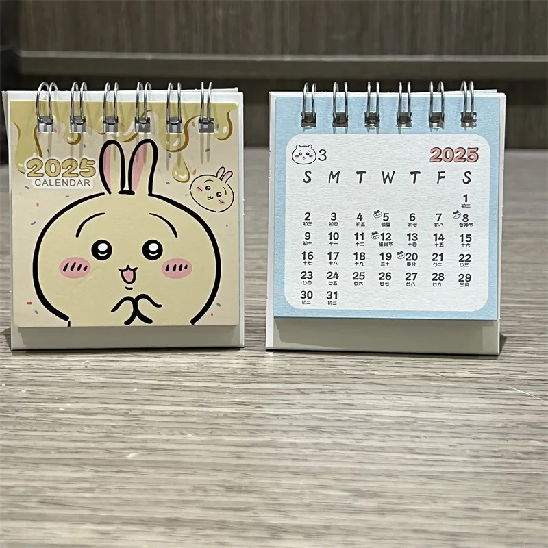 Mini calendrier de dessin animé pour enfants, Chiikawa, Usagi, Hachiware, décoration de bureau, stationnaire étudiant, cadeau Kawaii, 2025