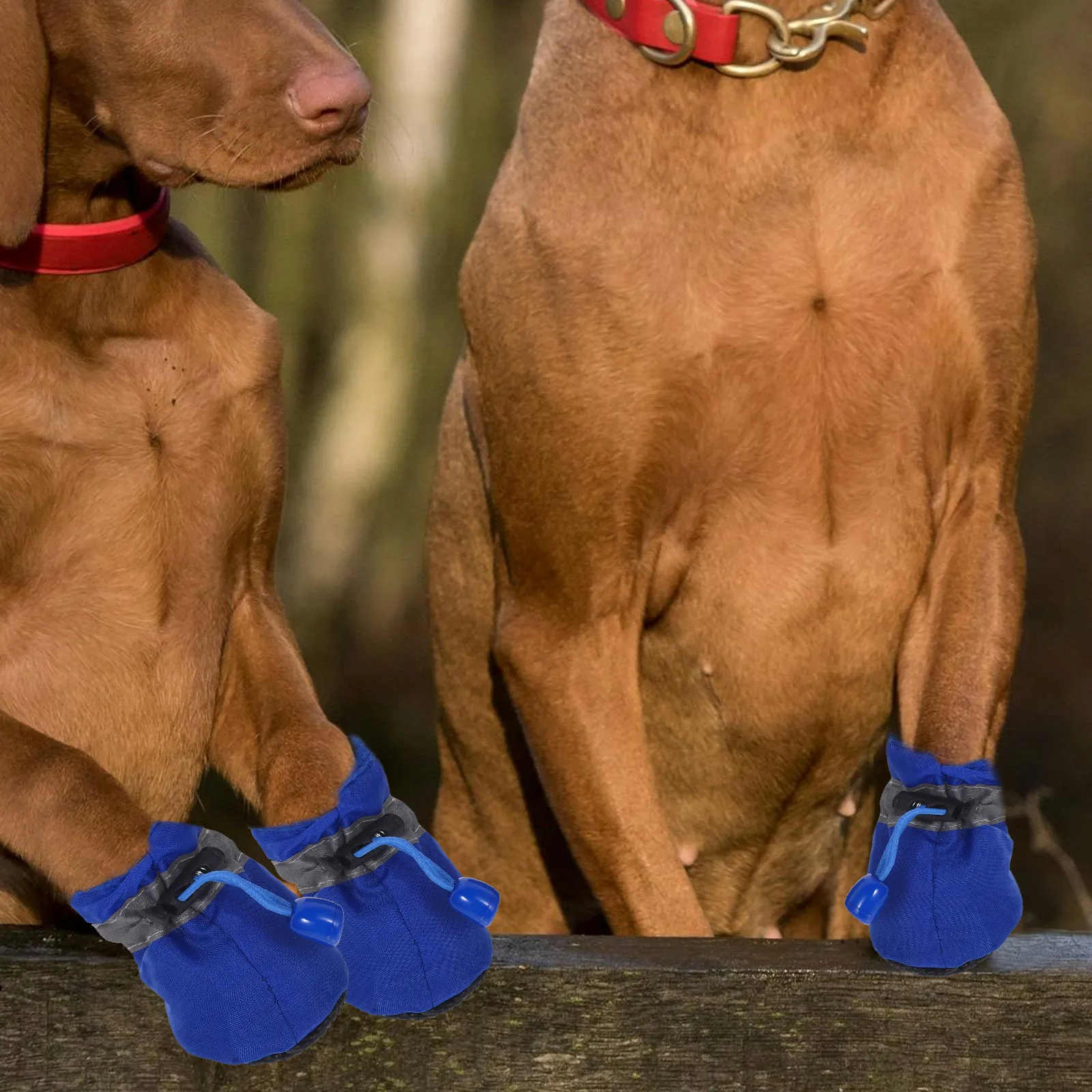 

4 Pcs Dog Waterproof Boots Pet Accessories Blue Paw Protection for Dogs Booties Small