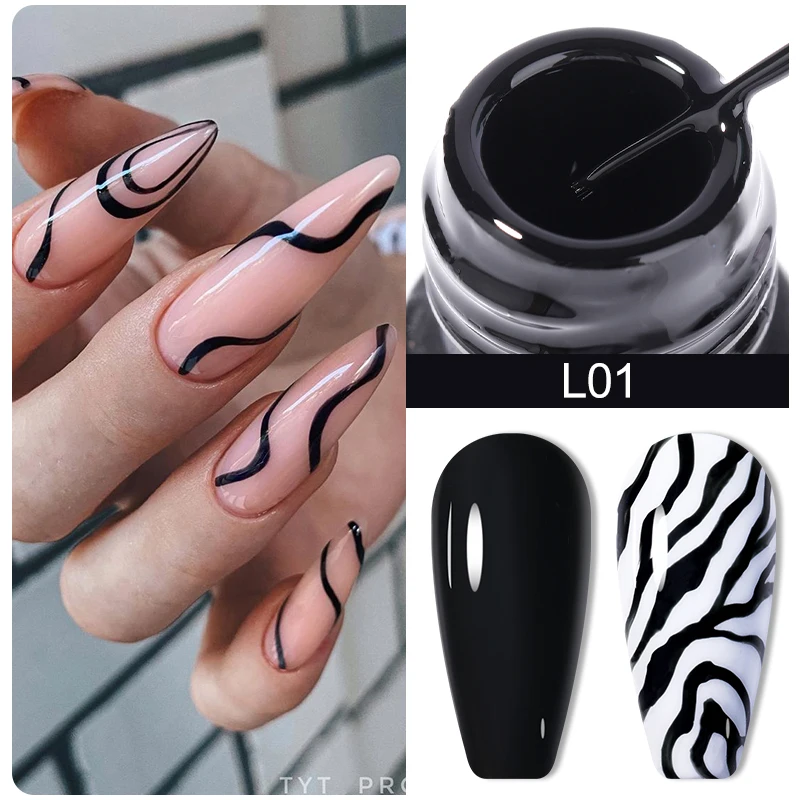 LILYCUTE 5ml Liner Gel Nail Art Polish 2in1 Ultra-fine Brush Head French Pull Line Graffiti Painting Stripe Design Gel Varnish