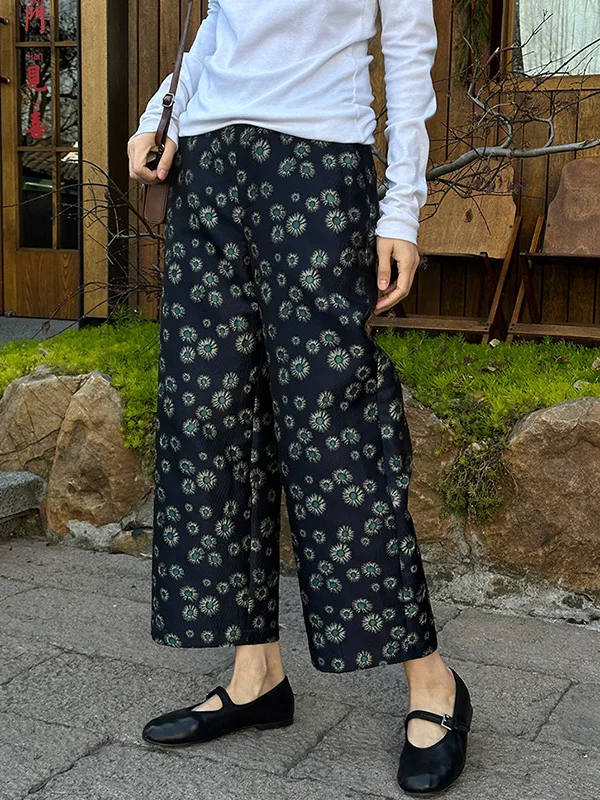 

Новые летние брюки-палаццо с принтом для женщин, свободного кроя, с высокой талией, прямые, повседневные