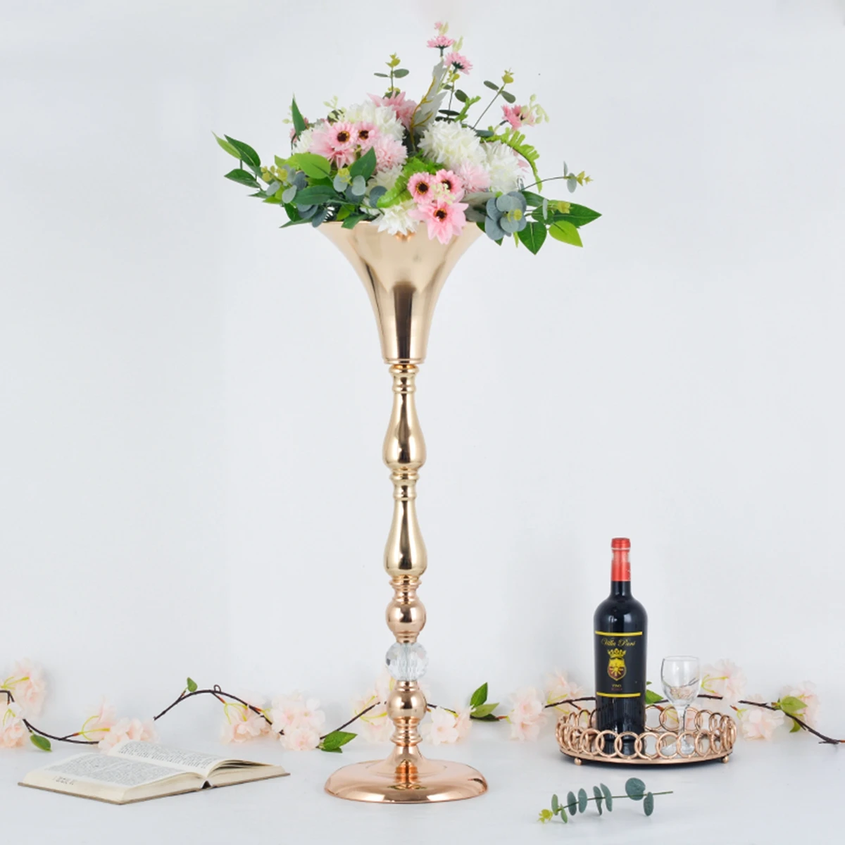 6/8/10 PCS Gold Flower Road Lead Metal Wedding Table Centerpieces flower stand flower vase  Event Party  Decoration   2998