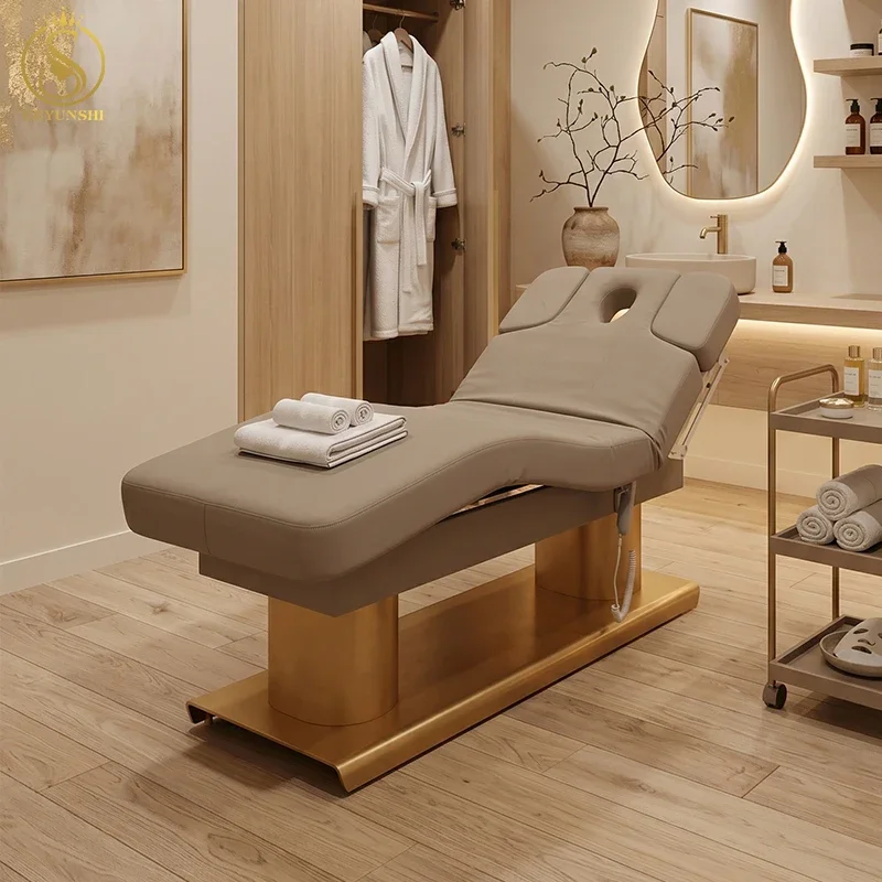 Luxury Salon Furniture Platinum Electric 4 Motor Stainless Steel Beauty Massage Bed Electric Heated 0 Gravity Mode Hotel Bedroom
