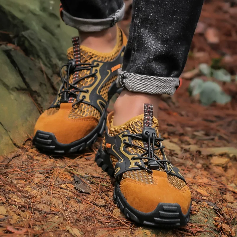 Tênis de praia de malha antiderrapante para homens ao ar livre, sapatos de caminhada, secagem rápida, pesca, mergulho, natação, leve, tamanho