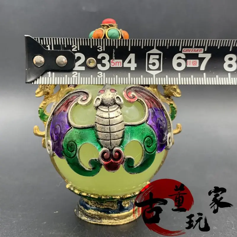 Bronze beeswax cloisonne luminous snuff bottle cigarette set interior painting retro old-fashioned snuff bottle decoration
