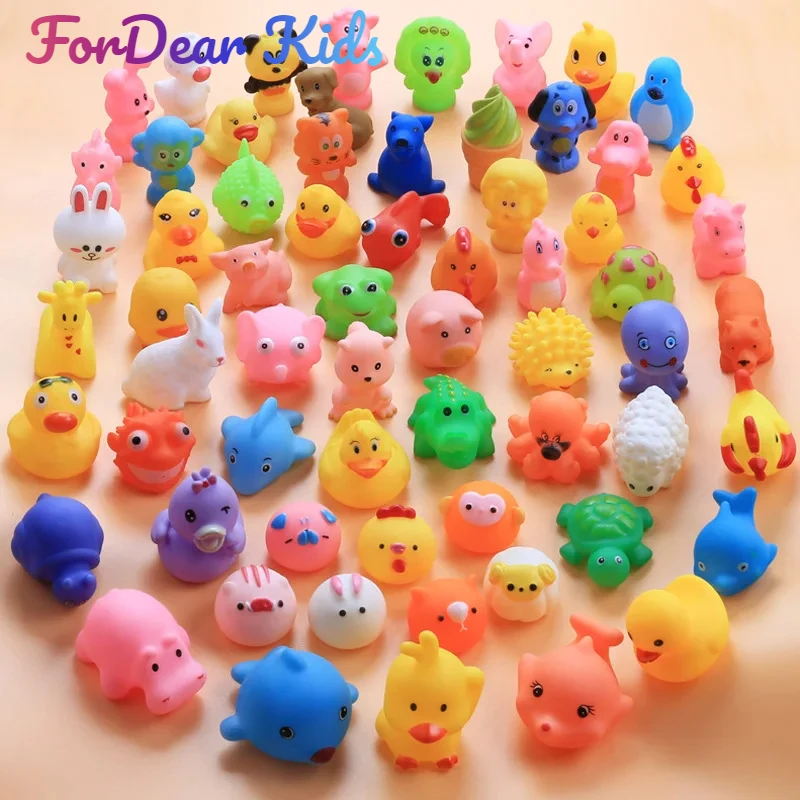 Cute Animals Bath Toy Colorful Soft Rubber Float Squeeze Sound Swimming Water Toy For Baby Bath Play Animals Toys