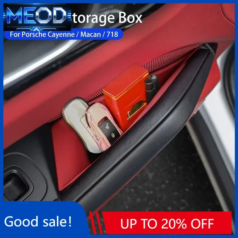 New Car Door Handle Storage Box For Porsche Cayenne Macan Front Rear Door Armrest Organizer Keys Phone Holder Interior Accessori
