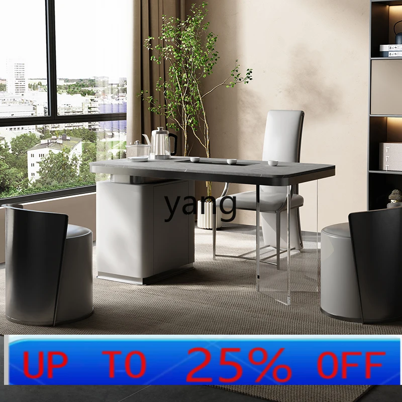 

Lh light luxury rock slab tea table modern simple living room household kung fu small tea table and chair combination
