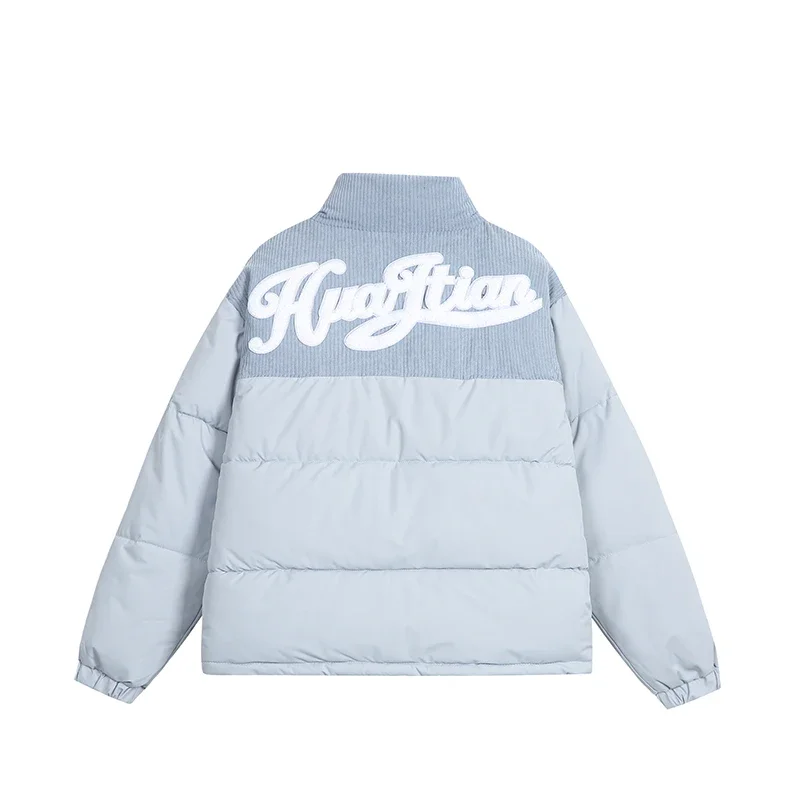 Korean Fashion Oxford Letter Embroidery Patchwork Corduroy Cotton Padded Parka Jackets Winter Man Down Men's Cold Puffer Coat